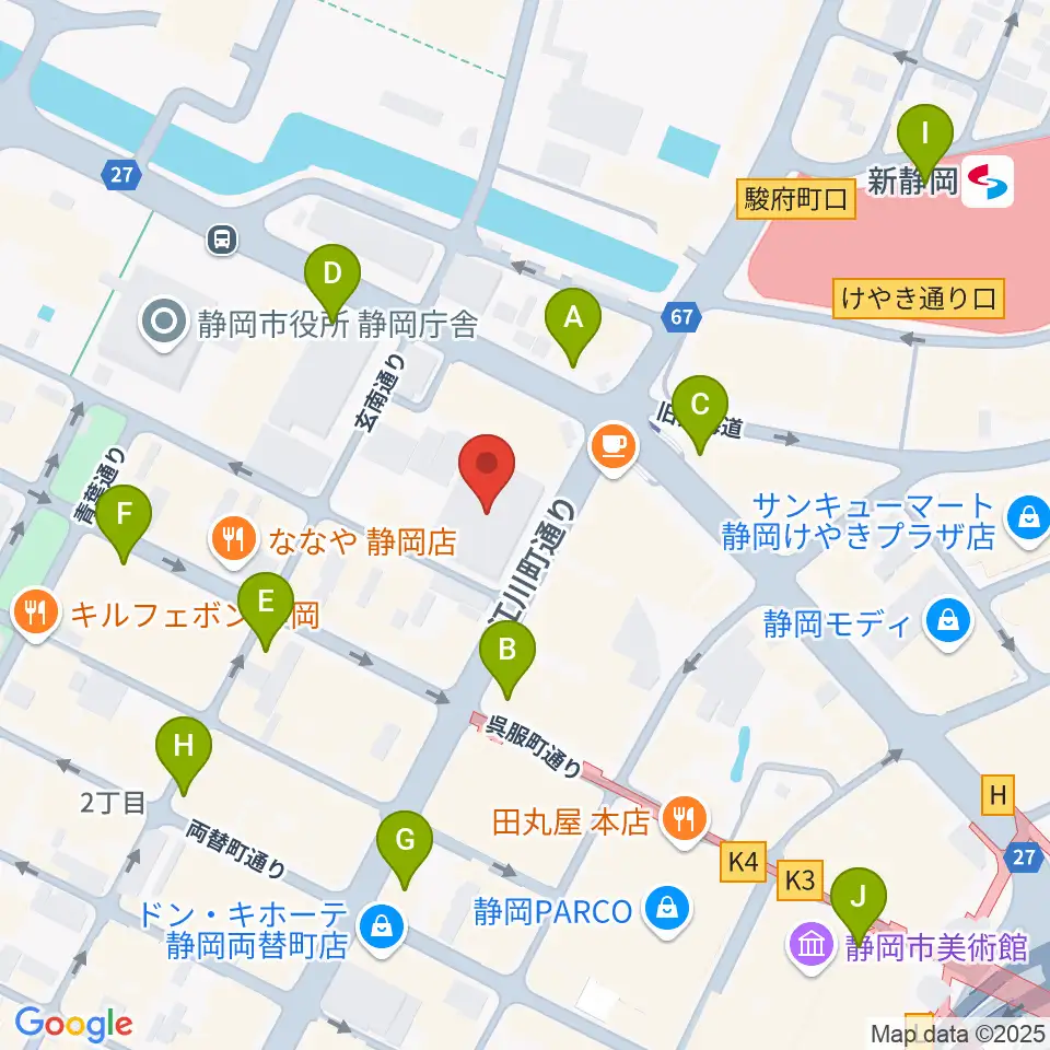 しずぎんホールユーフォニア周辺のコンビニエンスストア一覧地図