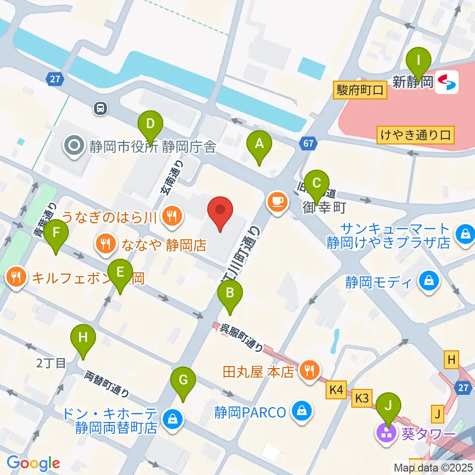しずぎんホールユーフォニア周辺のコンビニエンスストア一覧地図