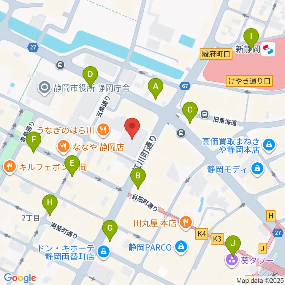 しずぎんホールユーフォニア周辺のコンビニエンスストア一覧地図