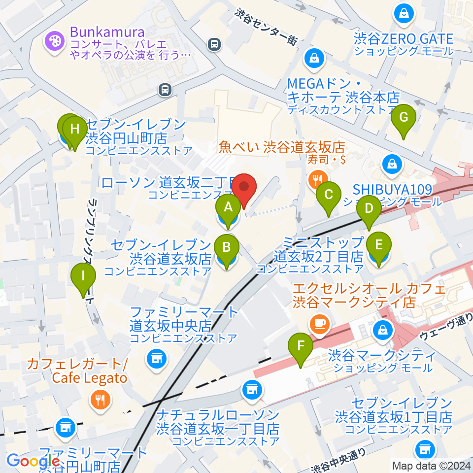 渋谷KO-KO周辺のコンビニエンスストア一覧地図