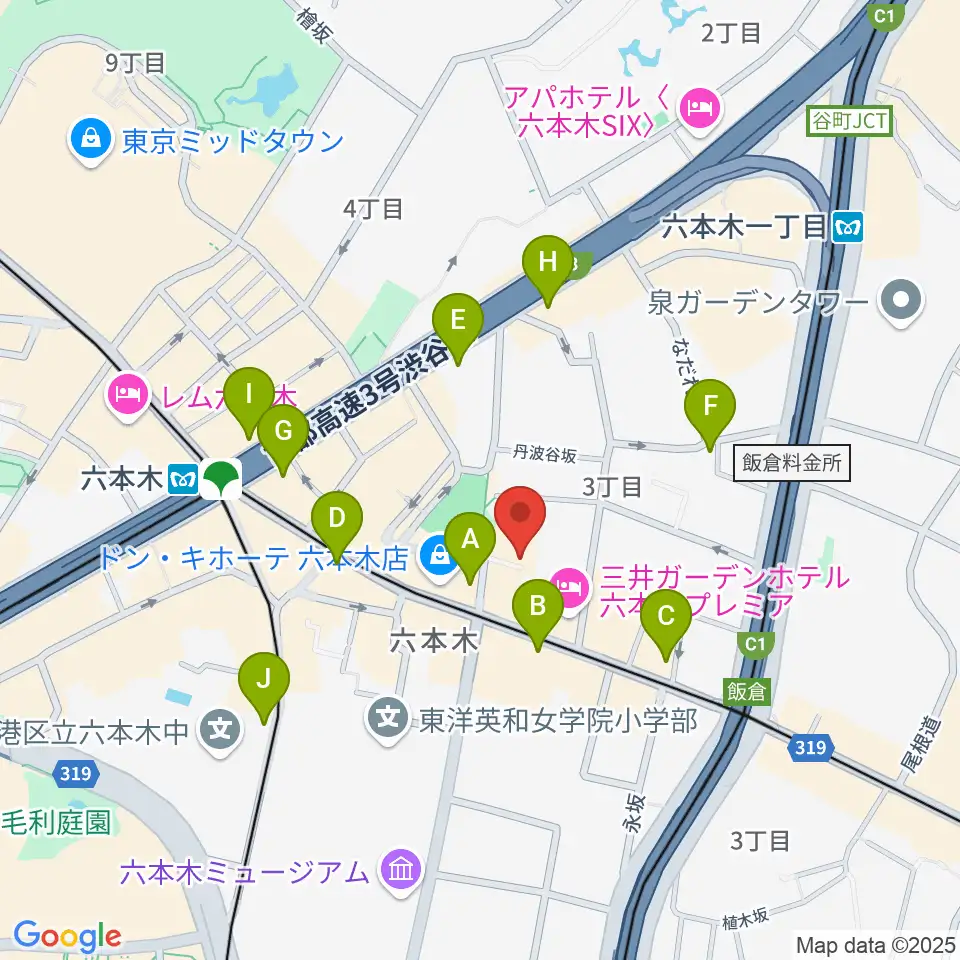 六本木REAL DIVA'S周辺のコンビニエンスストア一覧地図