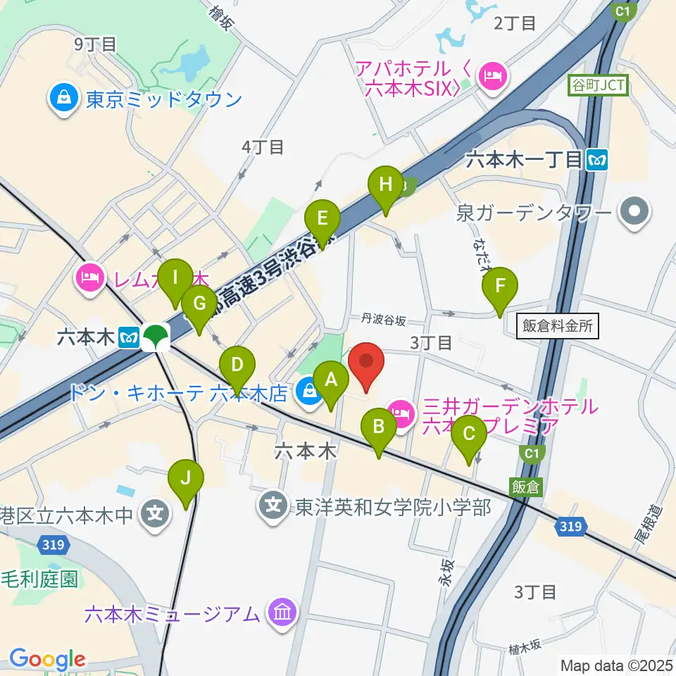 六本木REAL DIVA'S周辺のコンビニエンスストア一覧地図