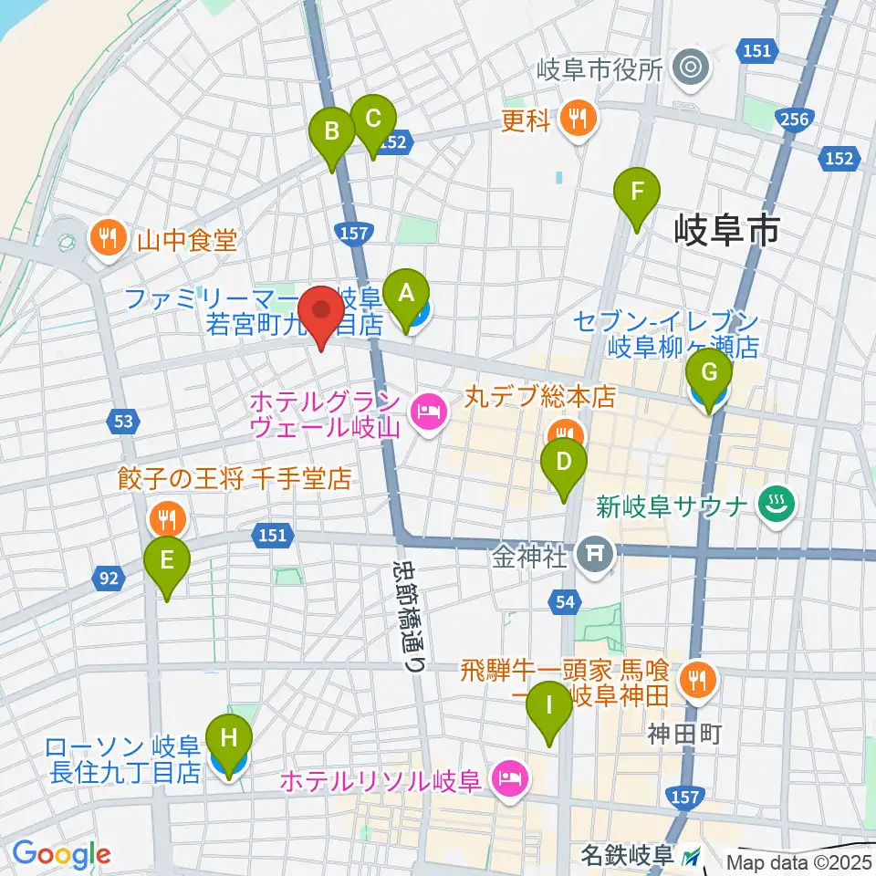 クララザール じゅうろく音楽堂周辺のコンビニエンスストア一覧地図