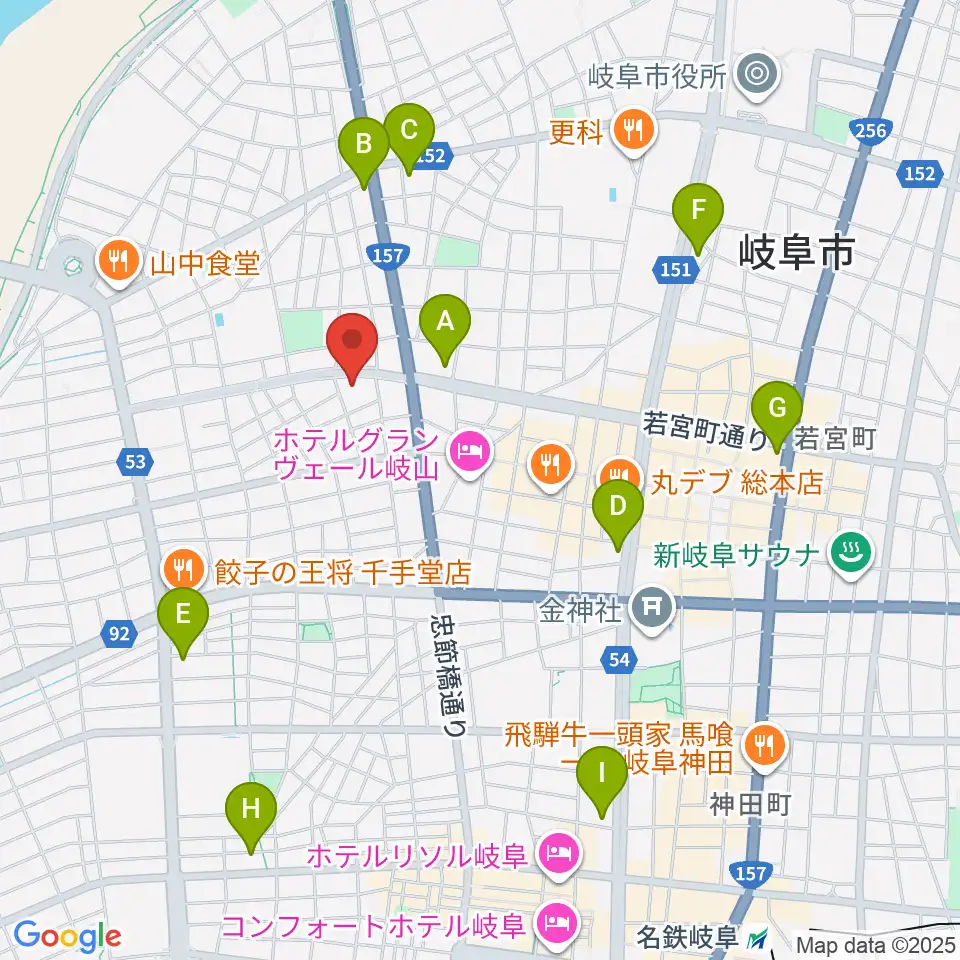 クララザール じゅうろく音楽堂周辺のコンビニエンスストア一覧地図