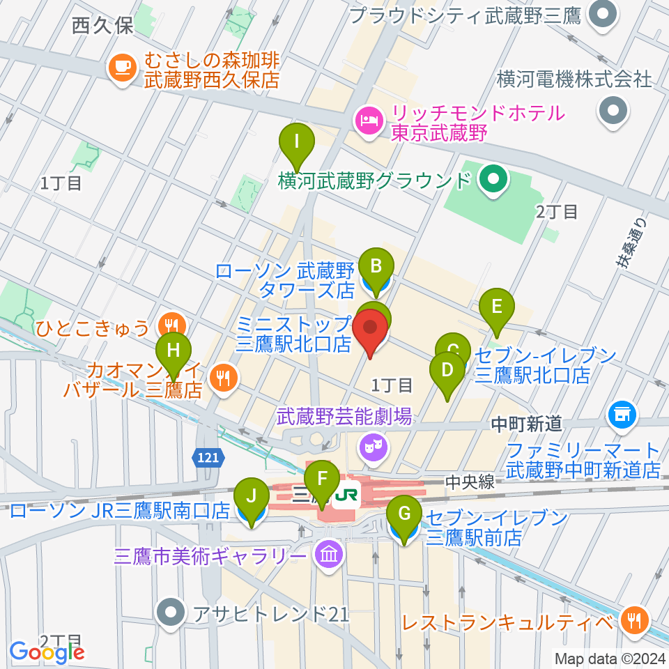 SONIDO II周辺のコンビニエンスストア一覧地図