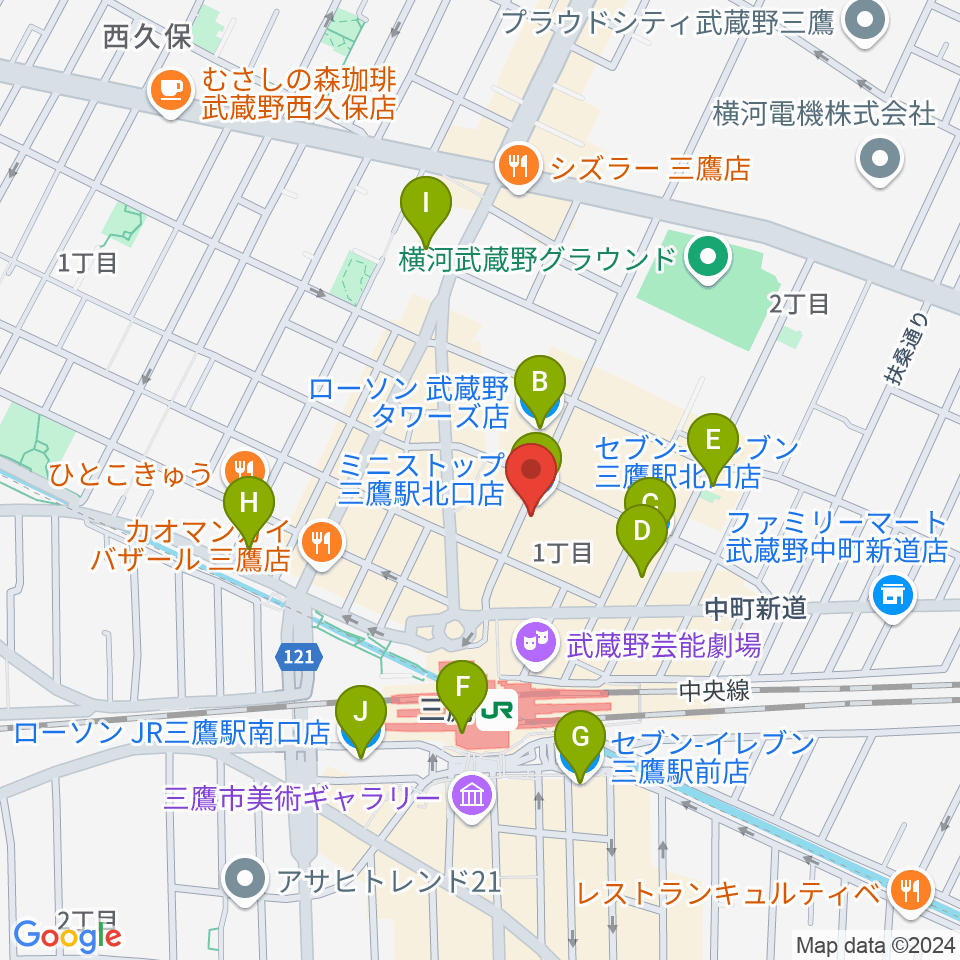 SONIDO II周辺のコンビニエンスストア一覧地図