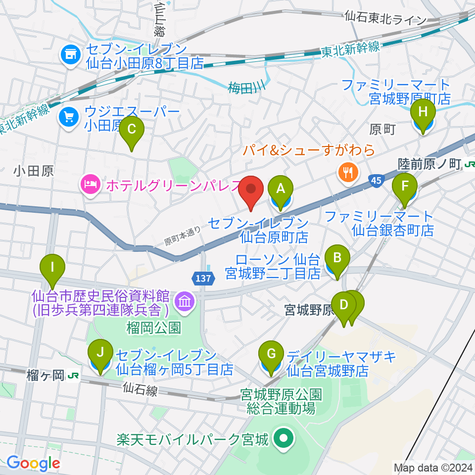 UNION / FUNNEL周辺のコンビニエンスストア一覧地図