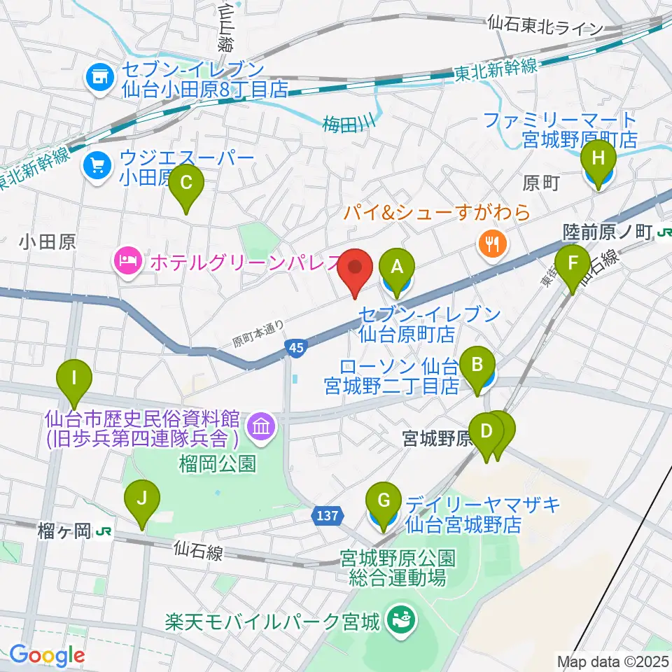 UNION / FUNNEL周辺のコンビニエンスストア一覧地図
