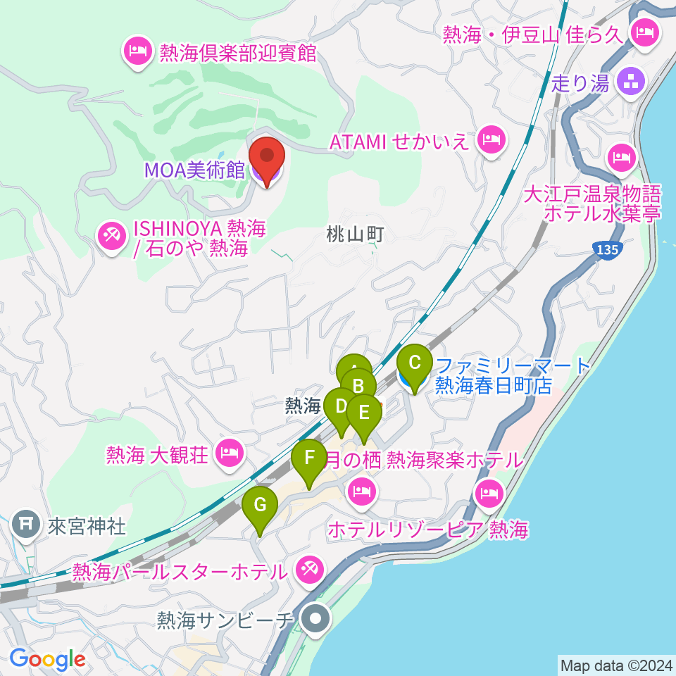 MOA美術館周辺のコンビニエンスストア一覧地図