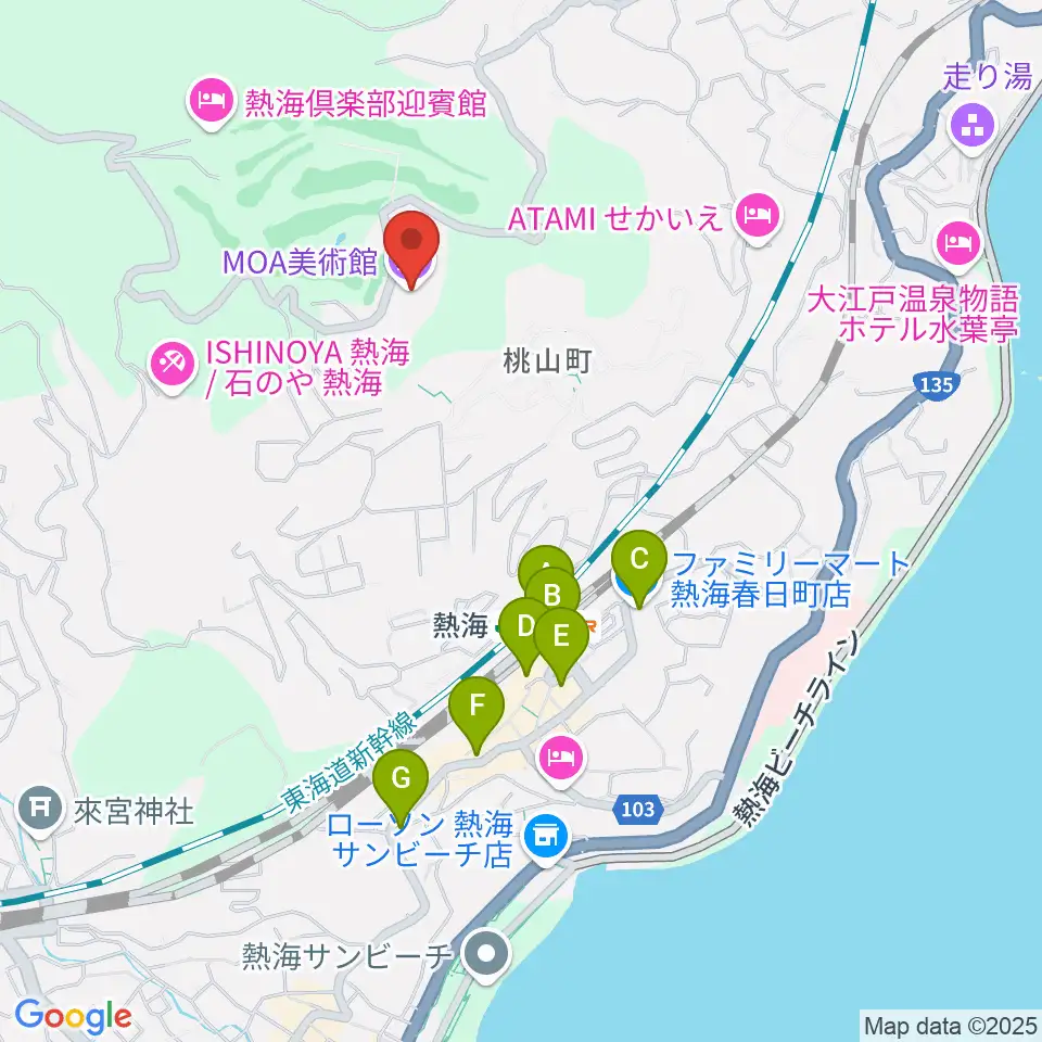 MOA美術館周辺のコンビニエンスストア一覧地図