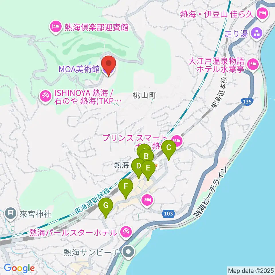 MOA美術館周辺のコンビニエンスストア一覧地図