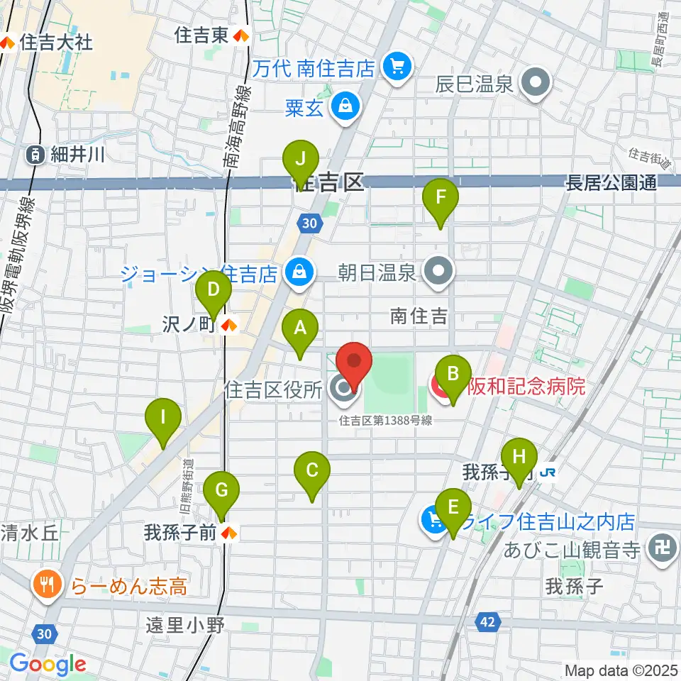 錦秀会 住吉区民センター周辺のコンビニエンスストア一覧地図