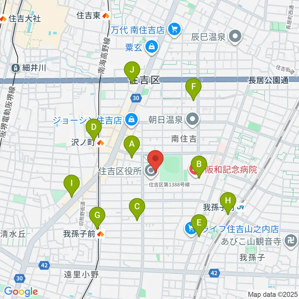 錦秀会 住吉区民センター周辺のコンビニエンスストア一覧地図