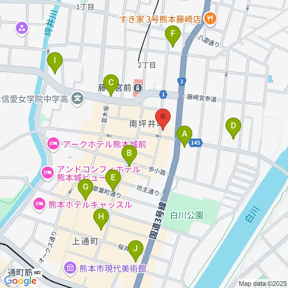 熊本NAVARO周辺のコンビニエンスストア一覧地図