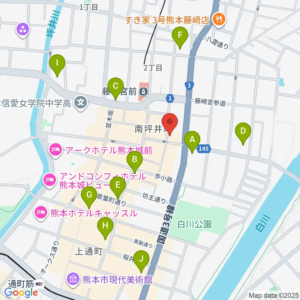 熊本NAVARO周辺のコンビニエンスストア一覧地図