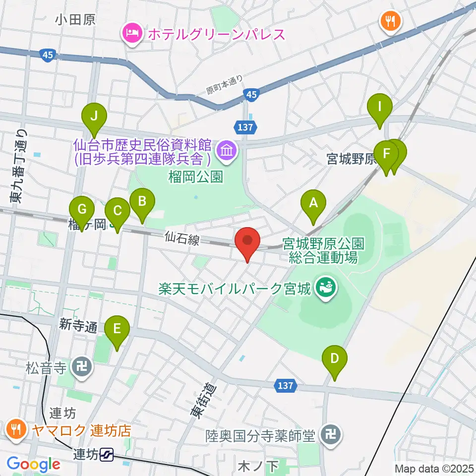 ギターハウスフレット周辺のコンビニエンスストア一覧地図