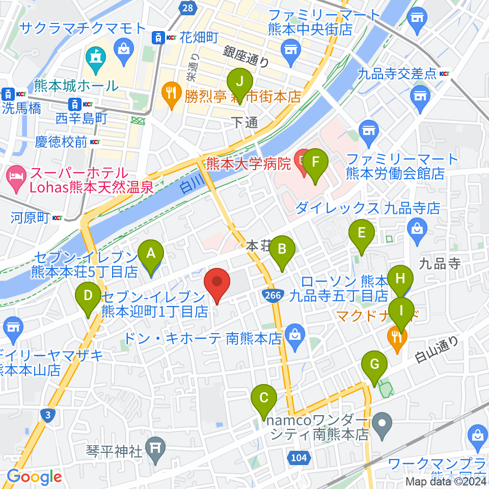 熊本サロンDOLCE周辺のコンビニエンスストア一覧地図