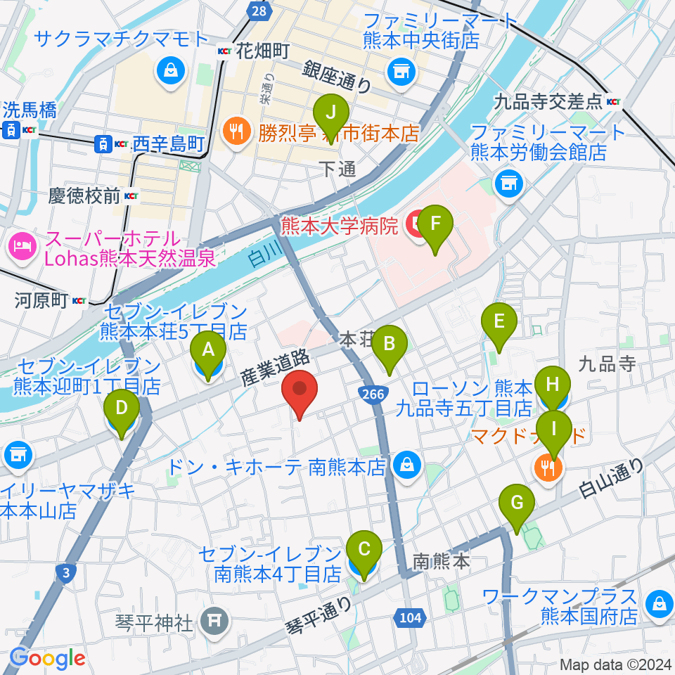 熊本サロンDOLCE周辺のコンビニエンスストア一覧地図