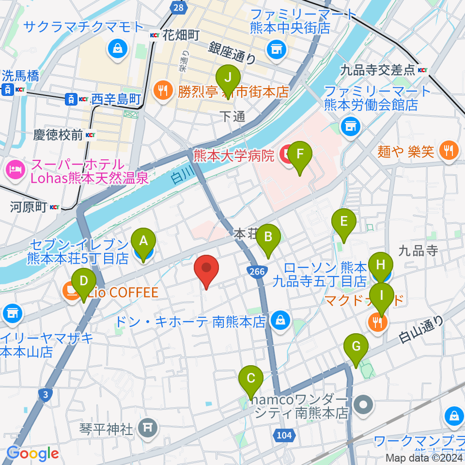 熊本サロンDOLCE周辺のコンビニエンスストア一覧地図