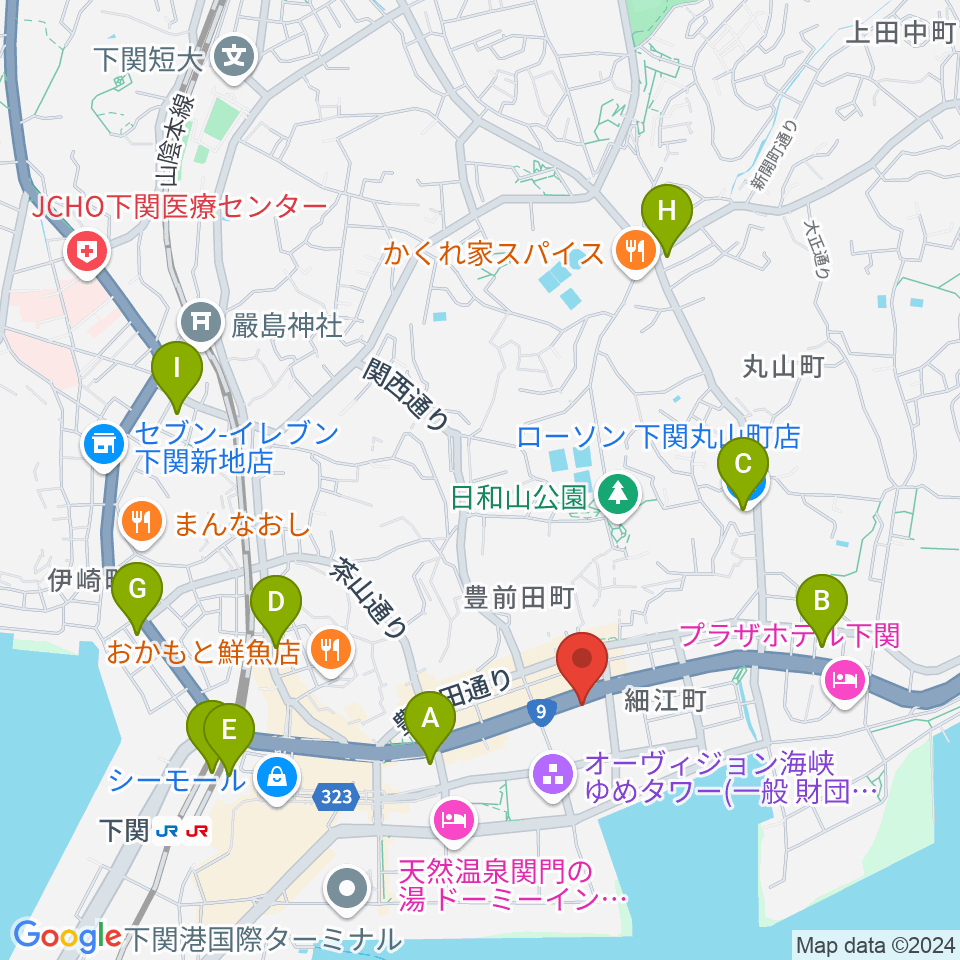 下関市生涯学習プラザ ドリームシップ周辺のコンビニエンスストア一覧地図