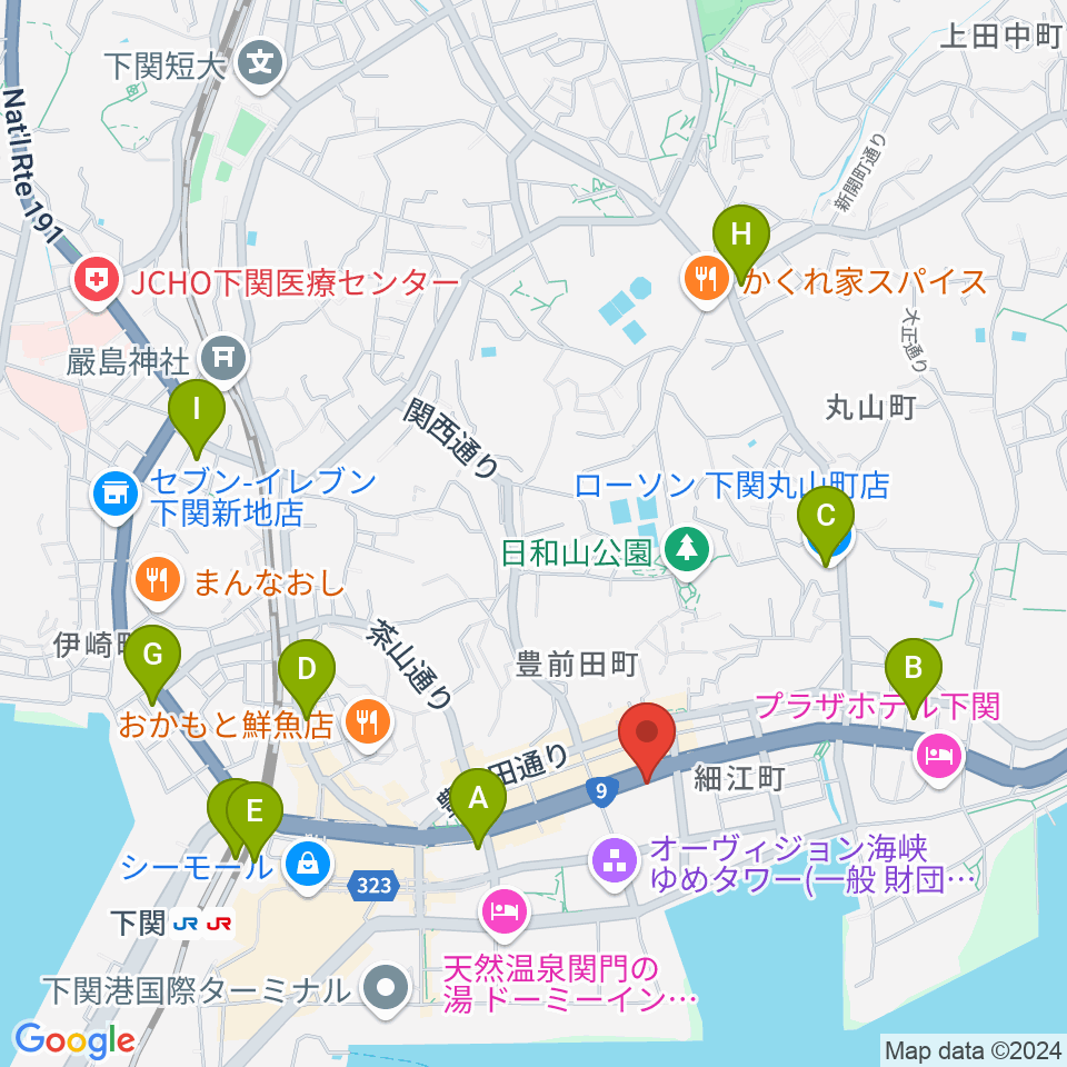 下関市生涯学習プラザ ドリームシップ周辺のコンビニエンスストア一覧地図