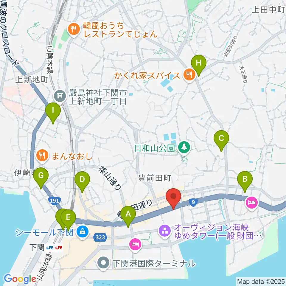 下関市生涯学習プラザ ドリームシップ周辺のコンビニエンスストア一覧地図