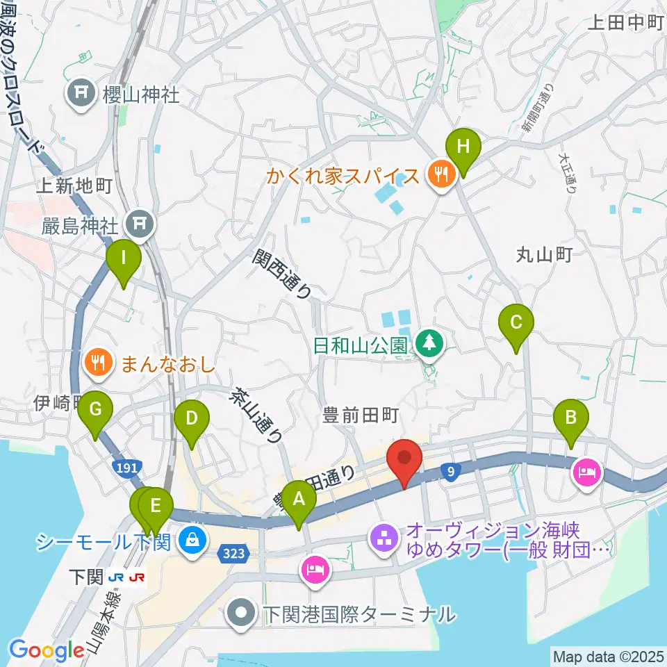 下関市生涯学習プラザ ドリームシップ周辺のコンビニエンスストア一覧地図