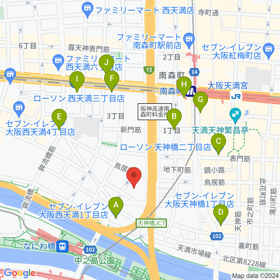 ヒビキミュージックサロン リーヴズ周辺のコンビニエンスストア一覧地図