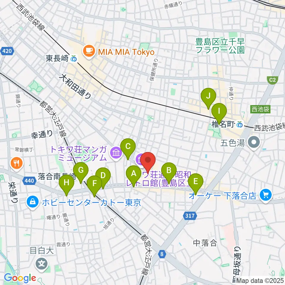 落合南長崎クラフトマンスタジオ周辺のコンビニエンスストア一覧地図
