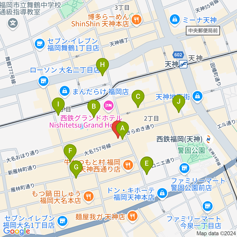 大名SQUARE GARDEN周辺のコンビニエンスストア一覧地図