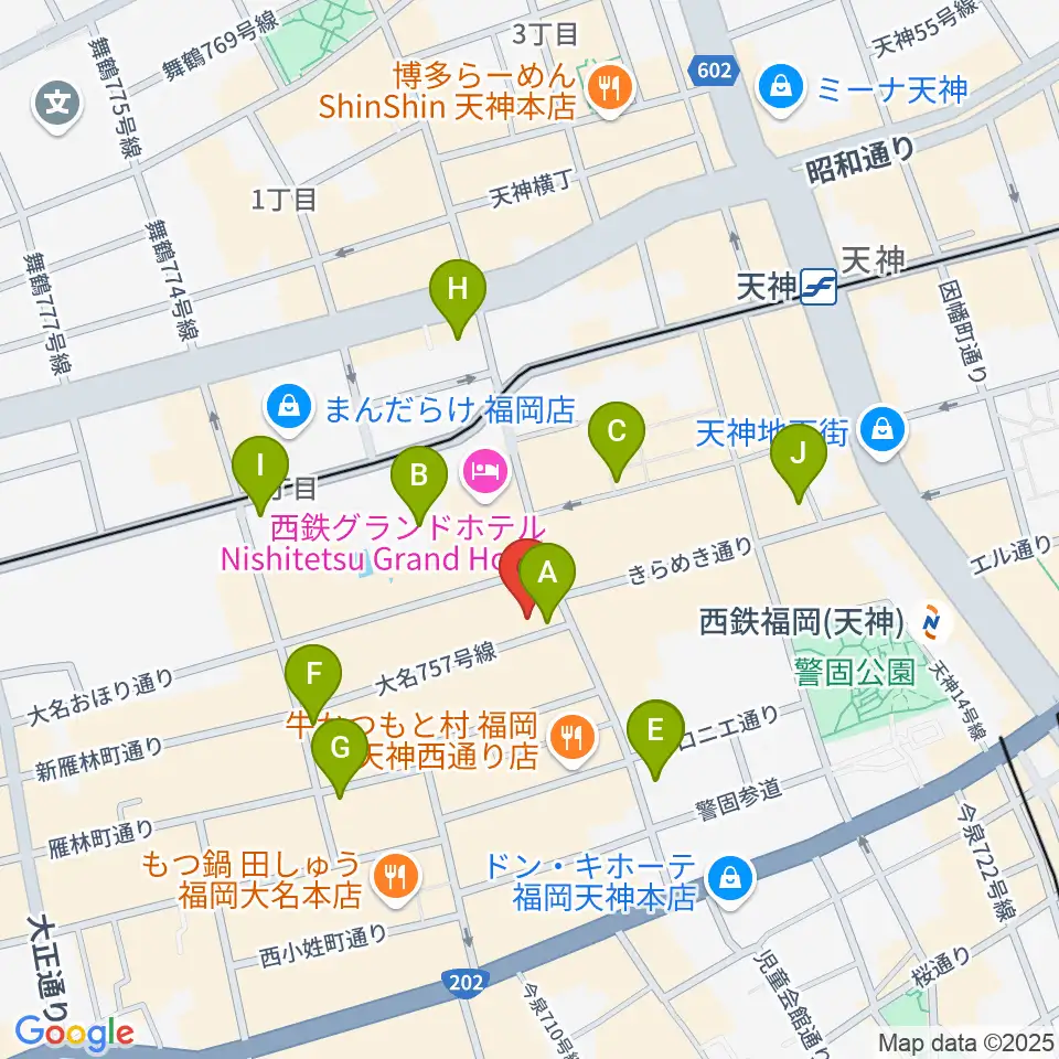 大名SQUARE GARDEN周辺のコンビニエンスストア一覧地図