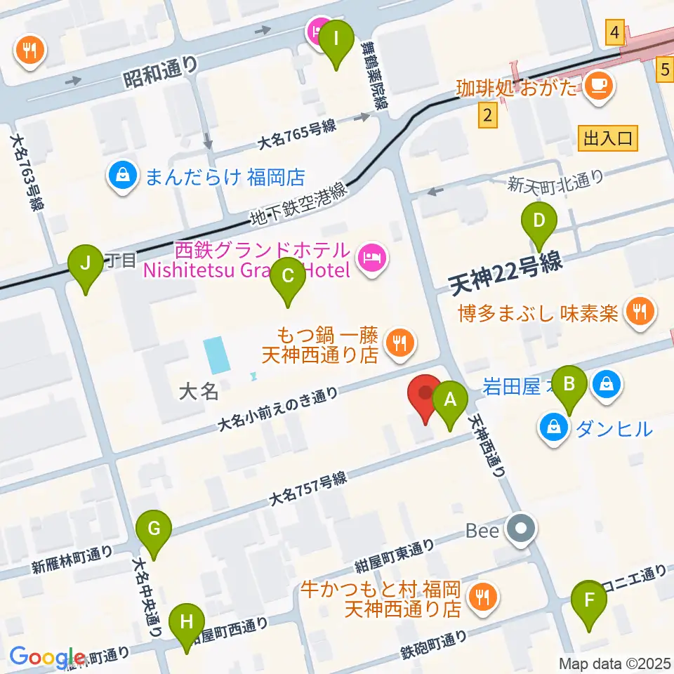 大名SQUARE GARDEN周辺のコンビニエンスストア一覧地図