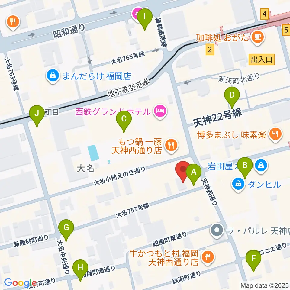 大名SQUARE GARDEN周辺のコンビニエンスストア一覧地図