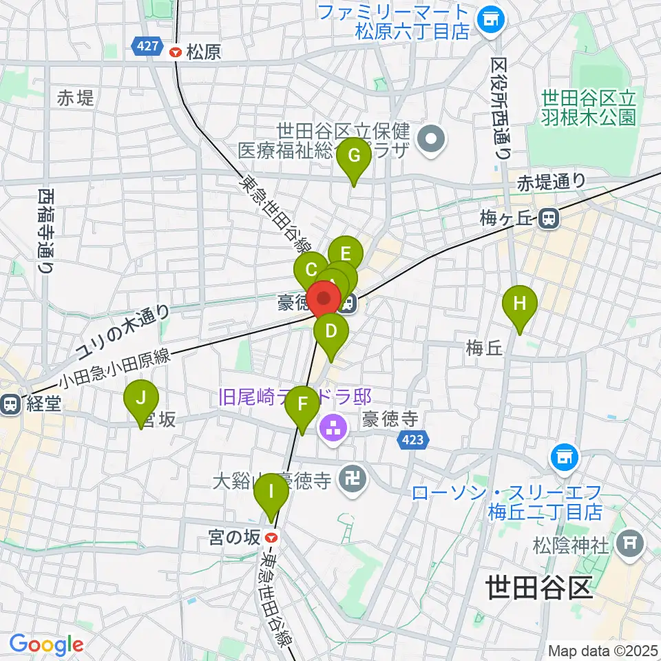Leaf room 豪徳寺周辺のコンビニエンスストア一覧地図