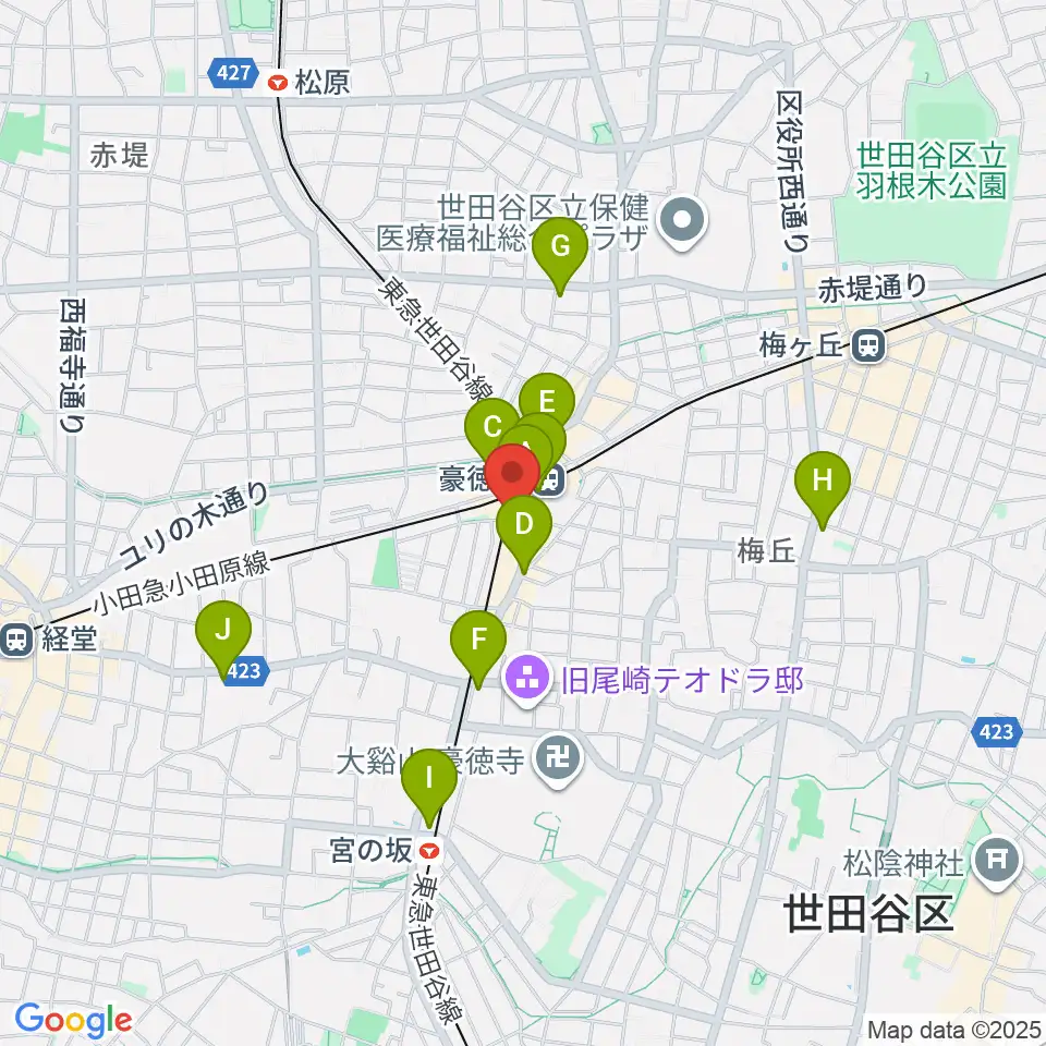 Leaf room 豪徳寺周辺のコンビニエンスストア一覧地図