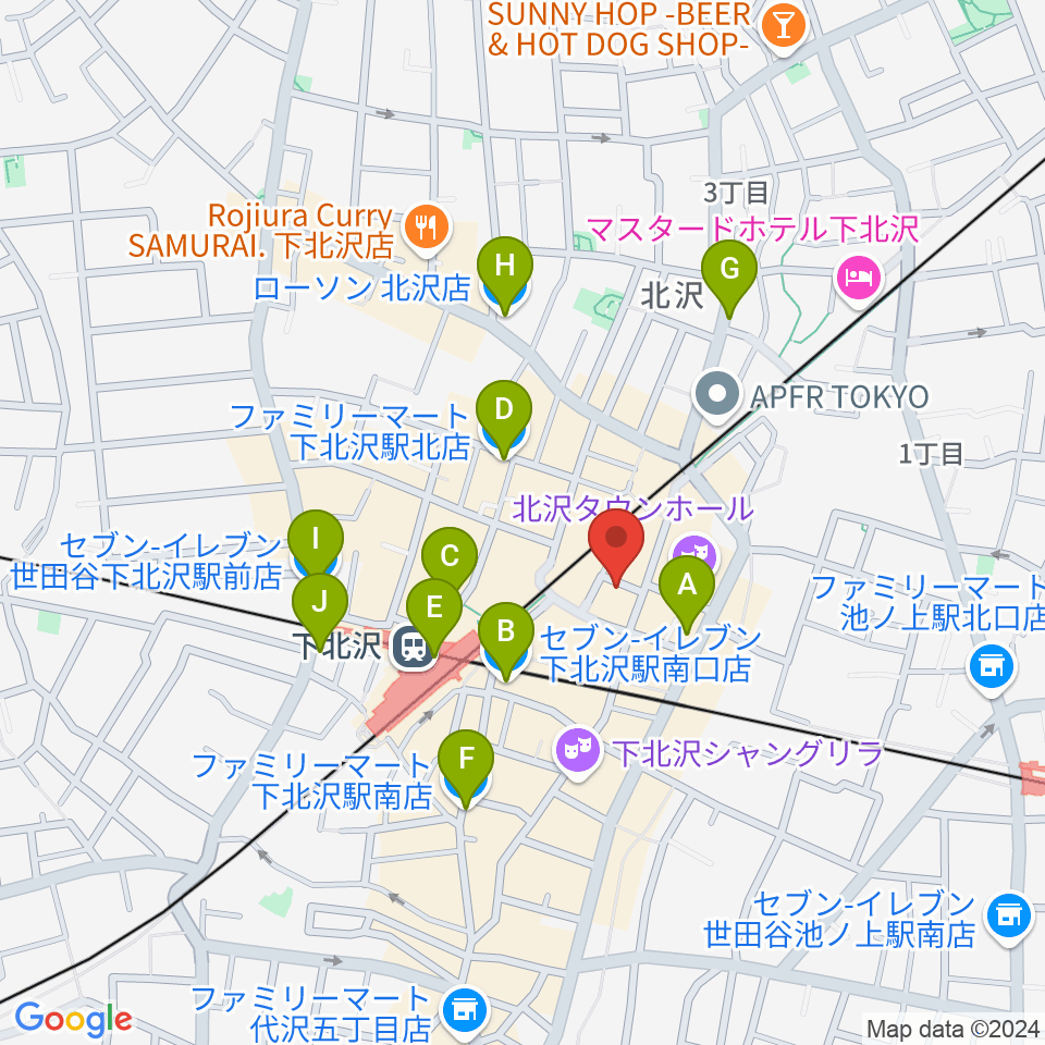 下北沢APOLLO周辺のコンビニエンスストア一覧地図