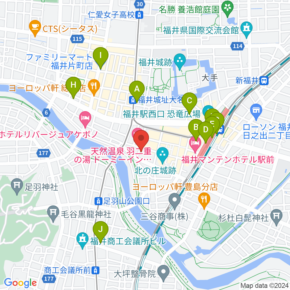 福井NoSiDE周辺のコンビニエンスストア一覧地図