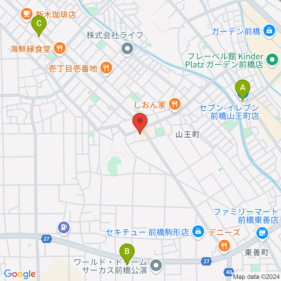 山王ホール・TMスタジオ周辺のコンビニエンスストア一覧地図