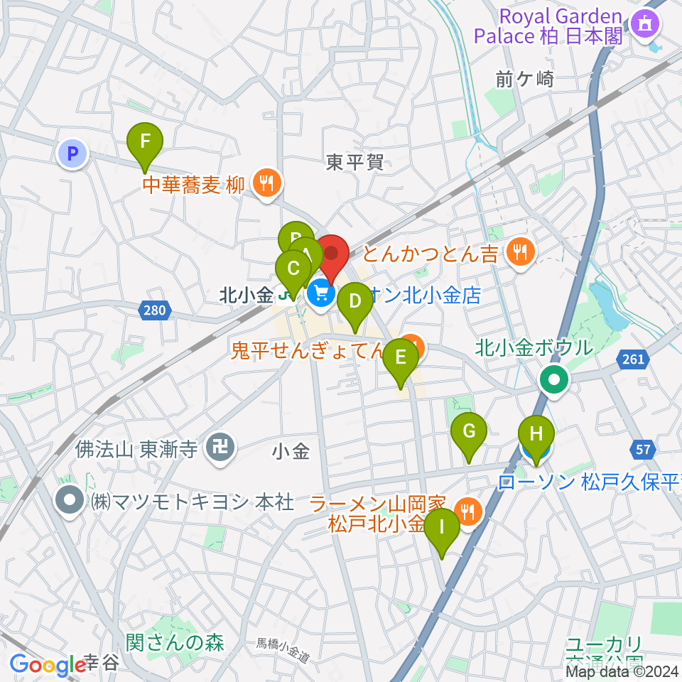 北小金Throbber周辺のコンビニエンスストア一覧地図