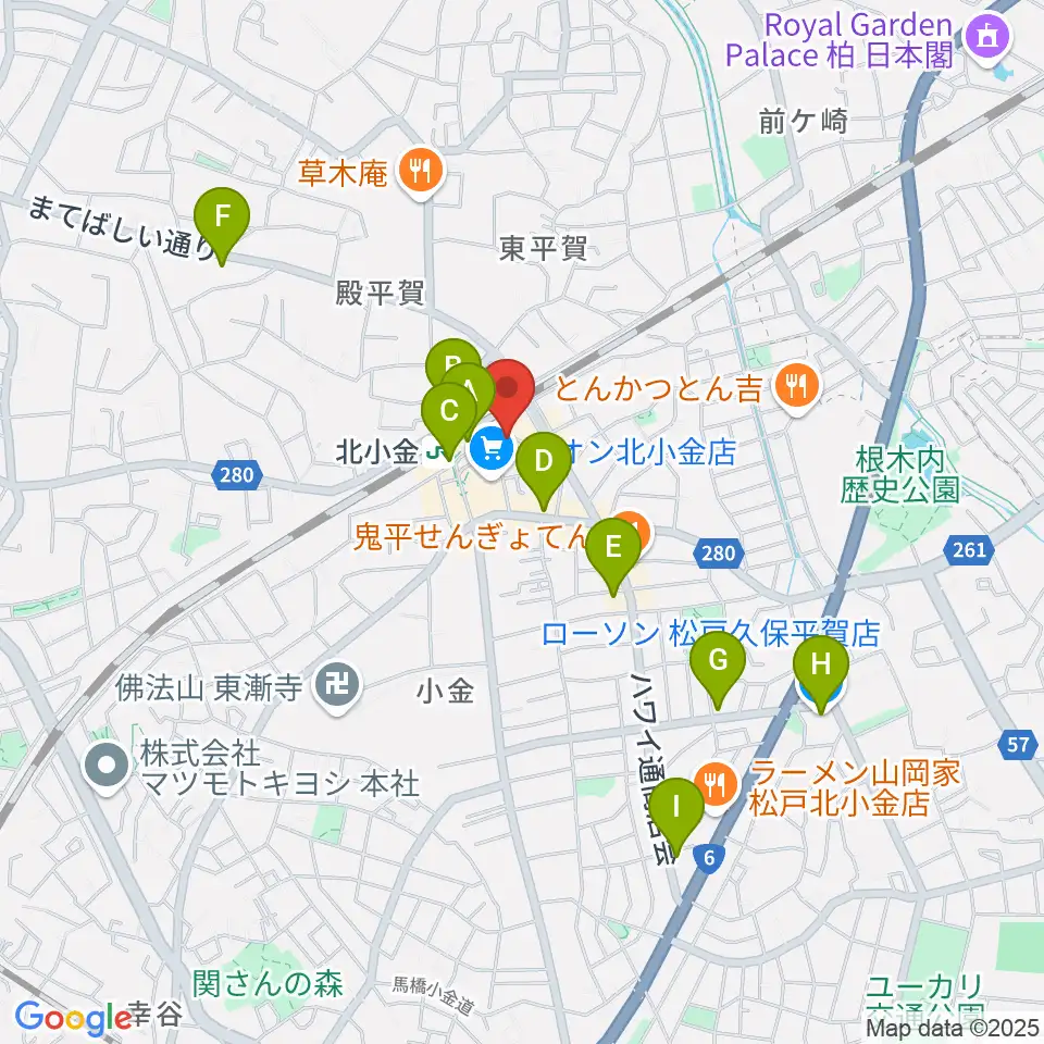 北小金Throbber周辺のコンビニエンスストア一覧地図