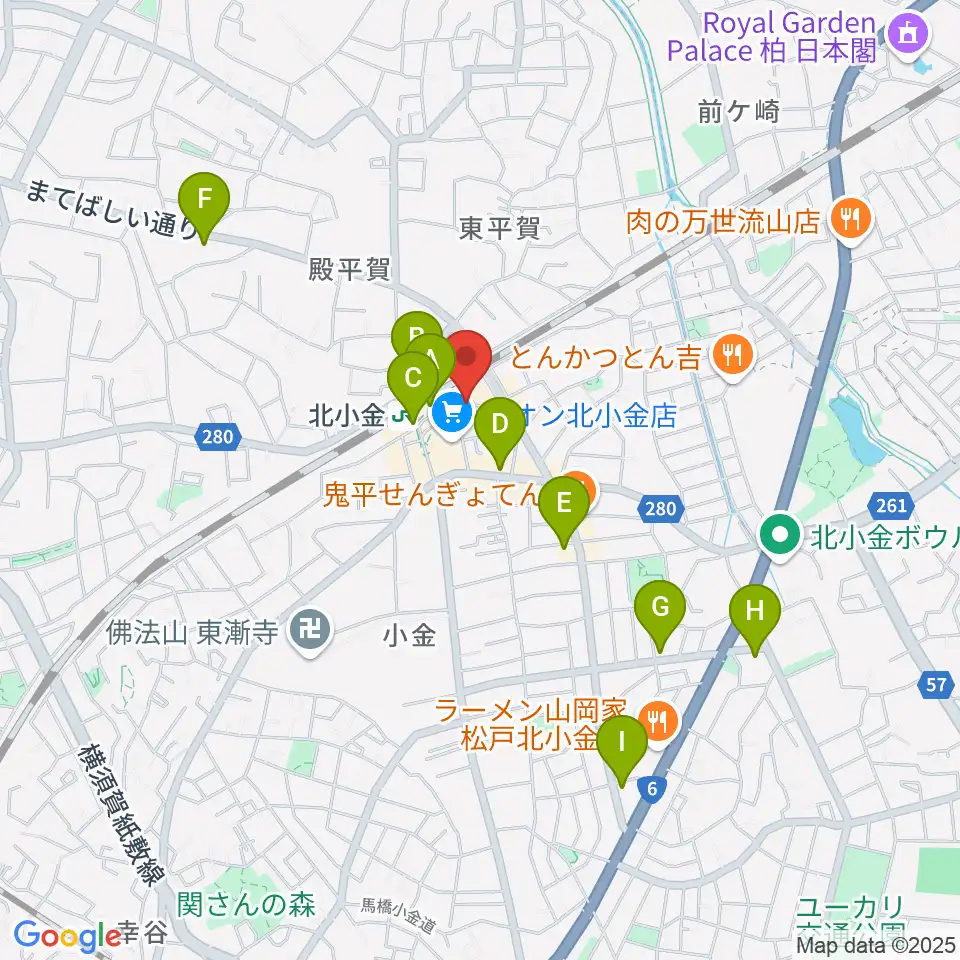 北小金Throbber周辺のコンビニエンスストア一覧地図