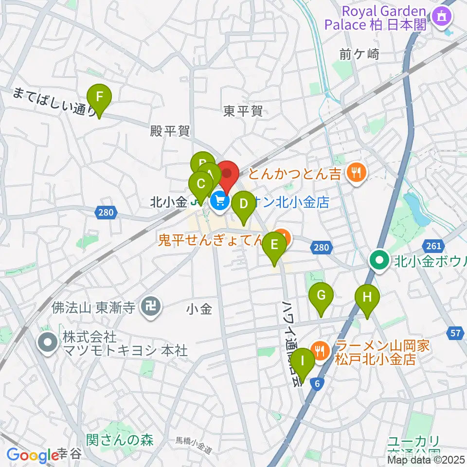 北小金Throbber周辺のコンビニエンスストア一覧地図
