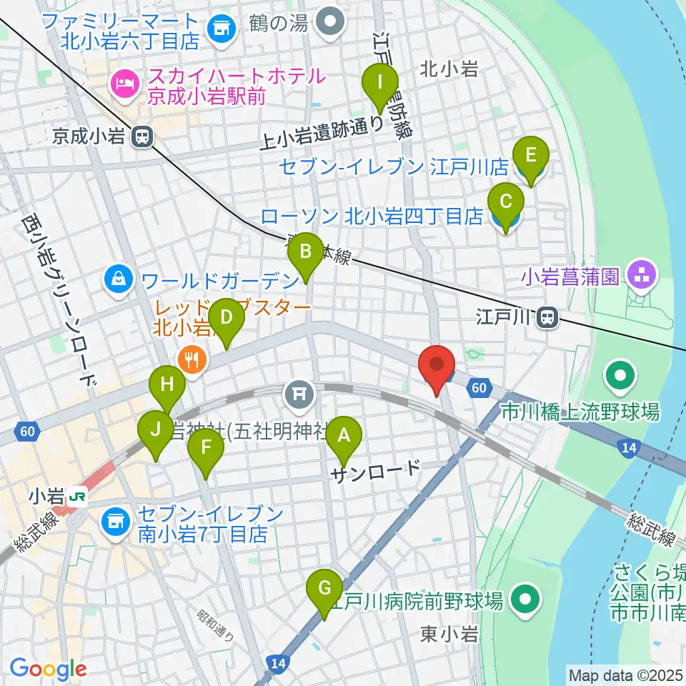 小岩アーバンプラザ周辺のコンビニエンスストア一覧地図