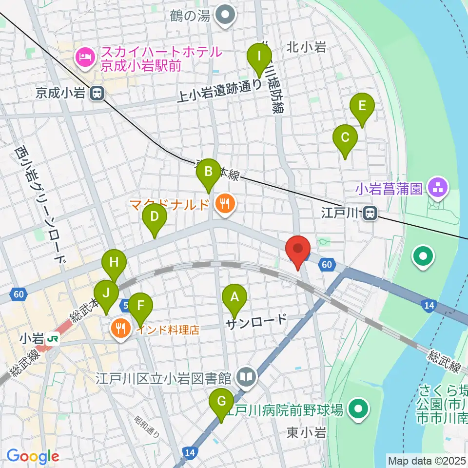 小岩アーバンプラザ周辺のコンビニエンスストア一覧地図