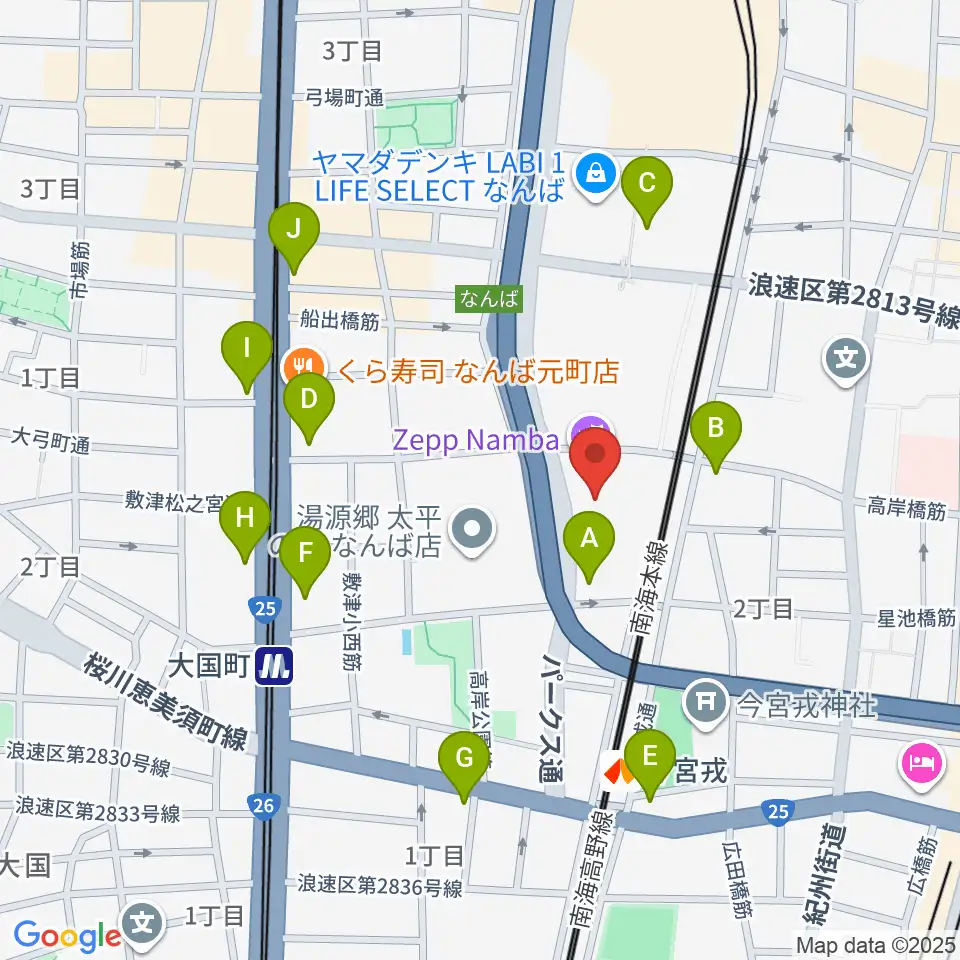 Zeppなんば大阪周辺のコンビニエンスストア一覧地図