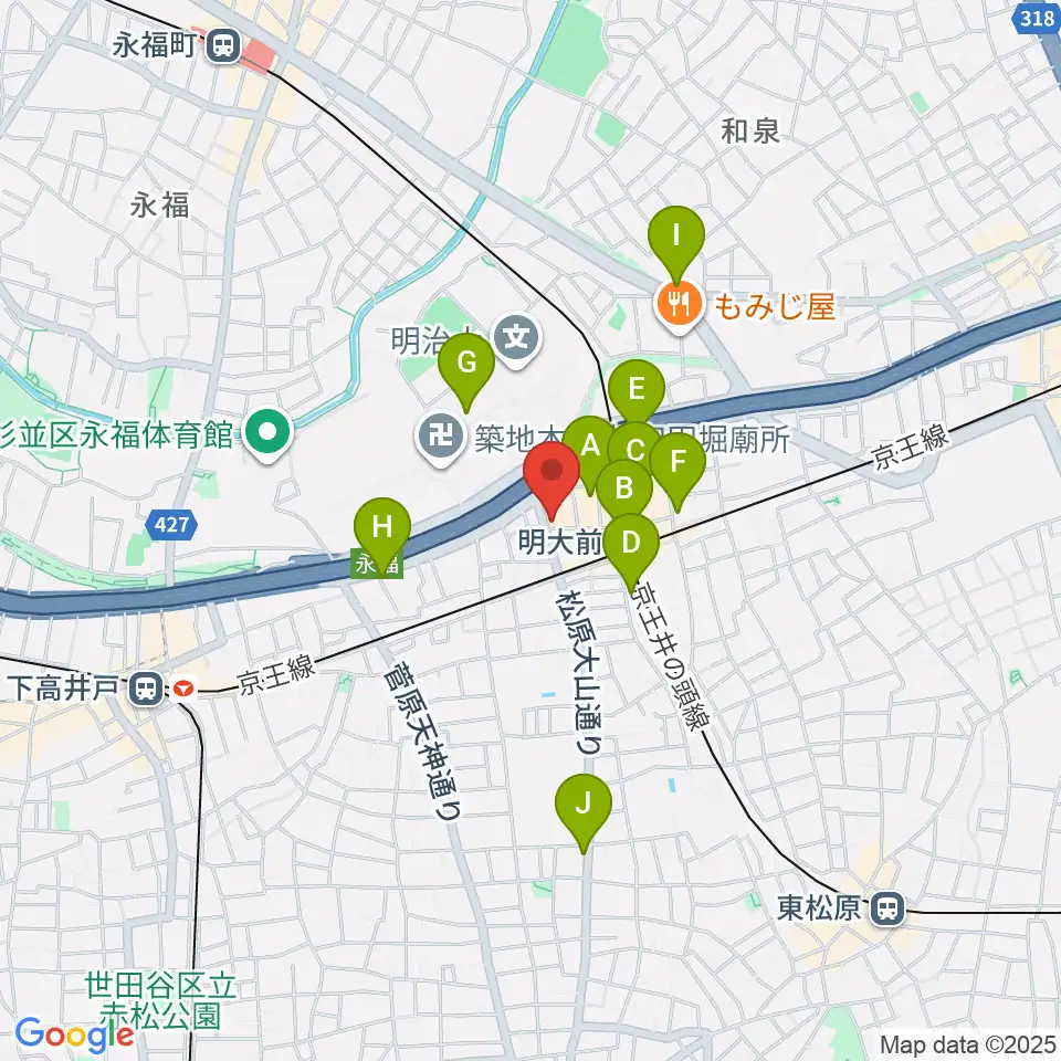 明大前LIVRE周辺のコンビニエンスストア一覧地図