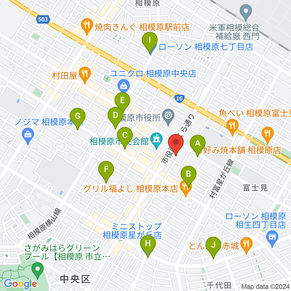 相模原市立あじさい会館周辺のコンビニエンスストア一覧地図