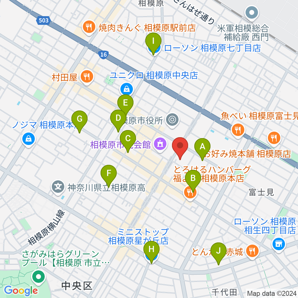 相模原市立あじさい会館周辺のコンビニエンスストア一覧地図