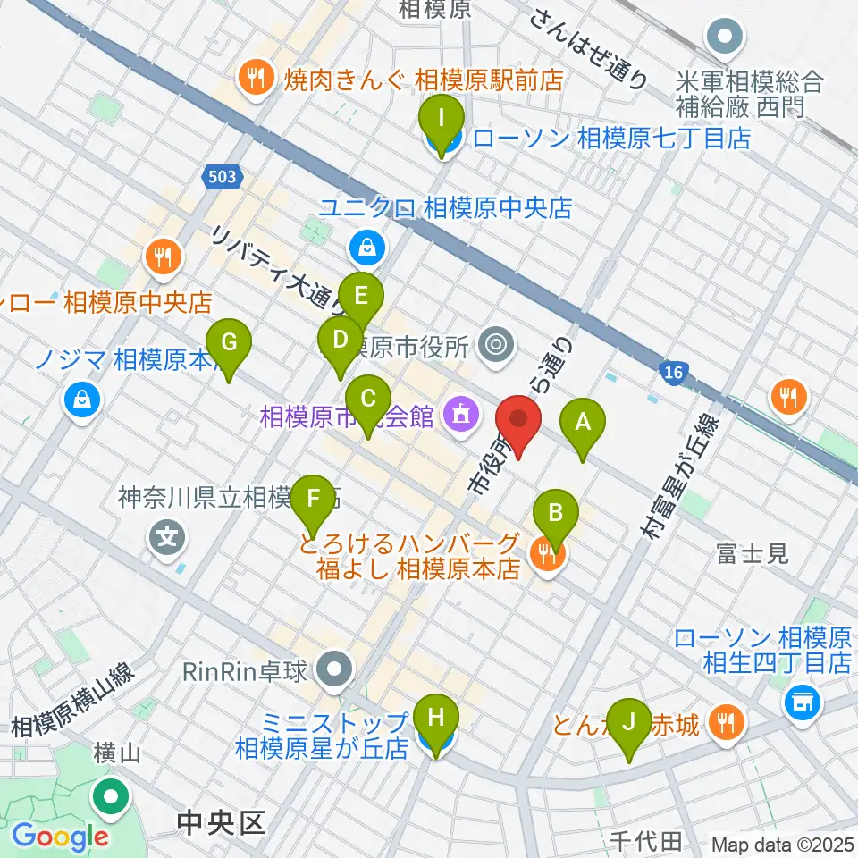 相模原市立あじさい会館周辺のコンビニエンスストア一覧地図