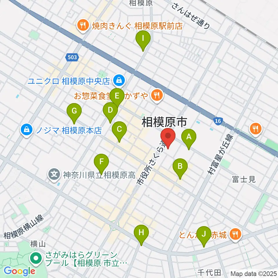 相模原市立あじさい会館周辺のコンビニエンスストア一覧地図